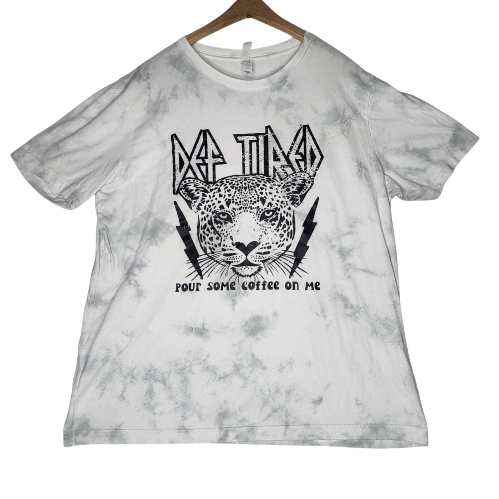 Bella Canvas Def Tired Pour Some Coffee On Me Leopard Tie Dye Tee Shirt XL Grey